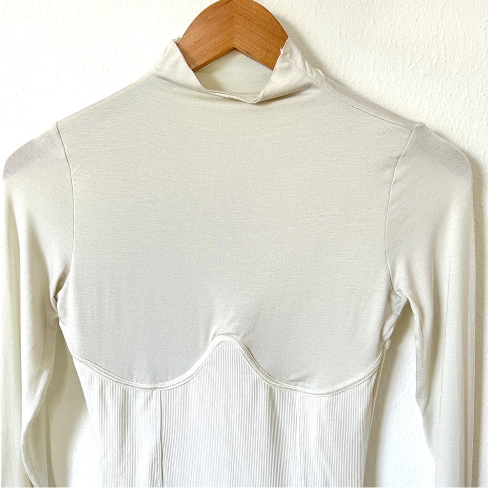Joah Brown Long Sleeve Corset Top in Bone Flexrib - Picture 2 of 7